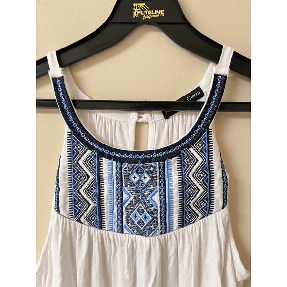 Kim & Cami Womens Embroidered Casual Sleeveless Peasant Blouse White Sz M - Picture 4 of 6